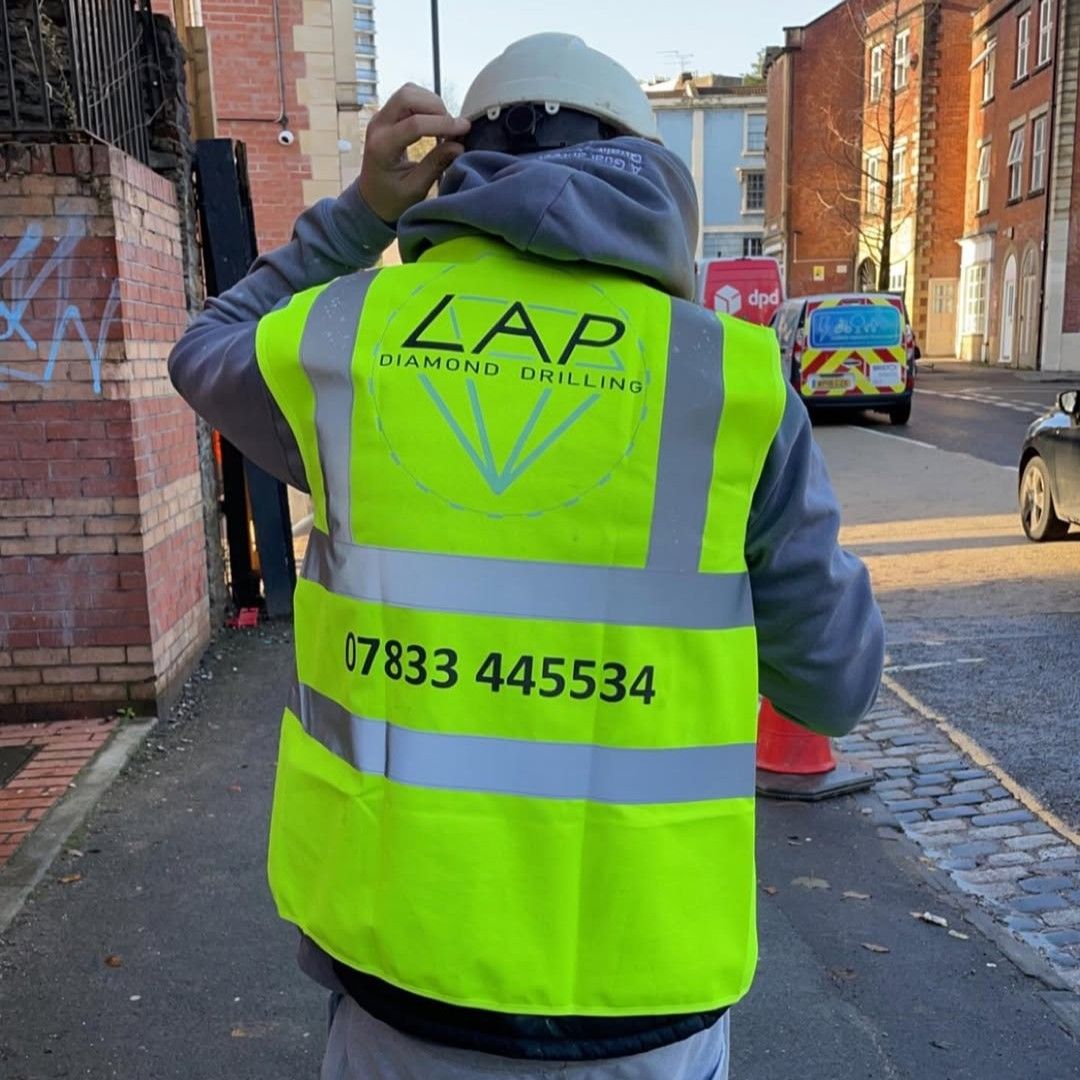 Liam Palmer of LAP Diamond Drilling on site in Bristol